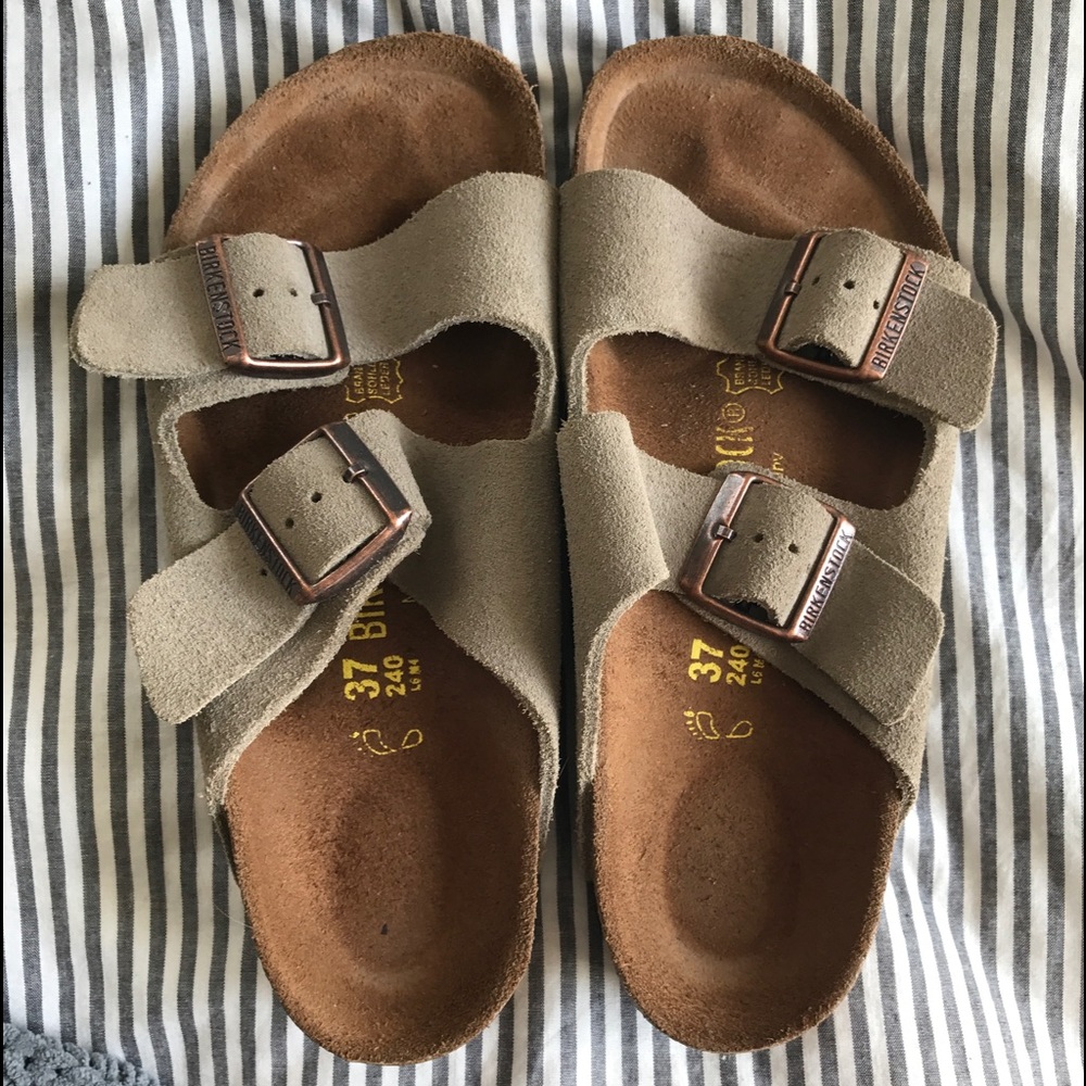 NWOT Taupe Suede Birkenstocks