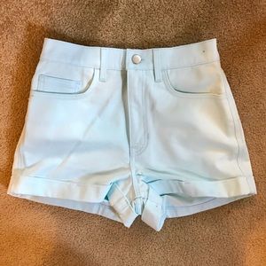 Denim high waist cuff shorts