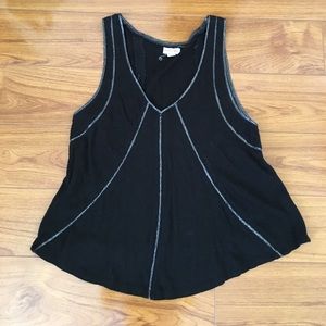 Black tank top with silver metallic lining