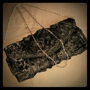 Rosette black evening bag