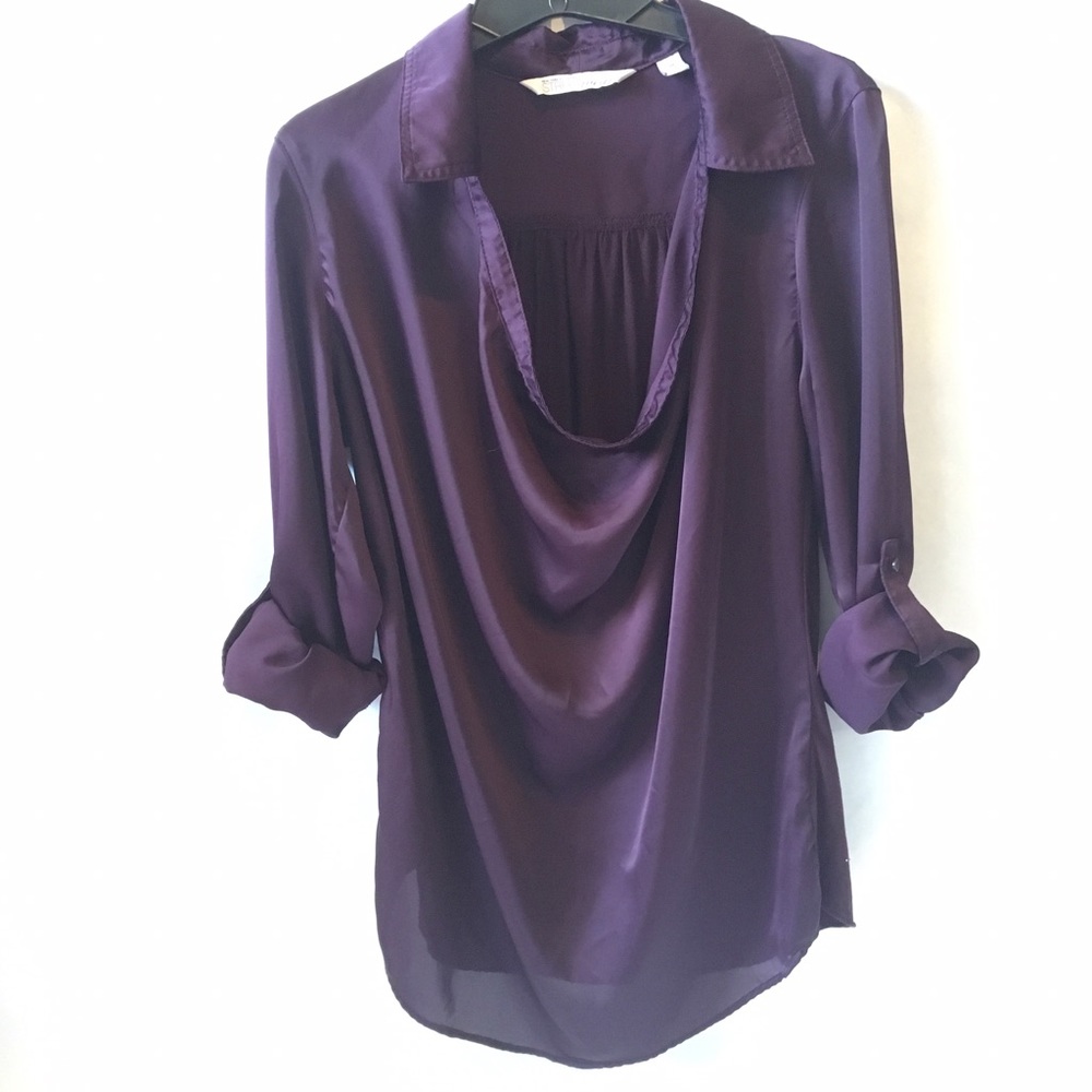 New York & Co Streetstyle Plum Cowl neck Blouse