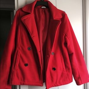 Lands'end Red Peacoat
