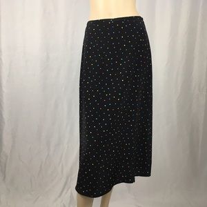 Vintage Leslie Fay Black Rainbow Polka Dot Skirt