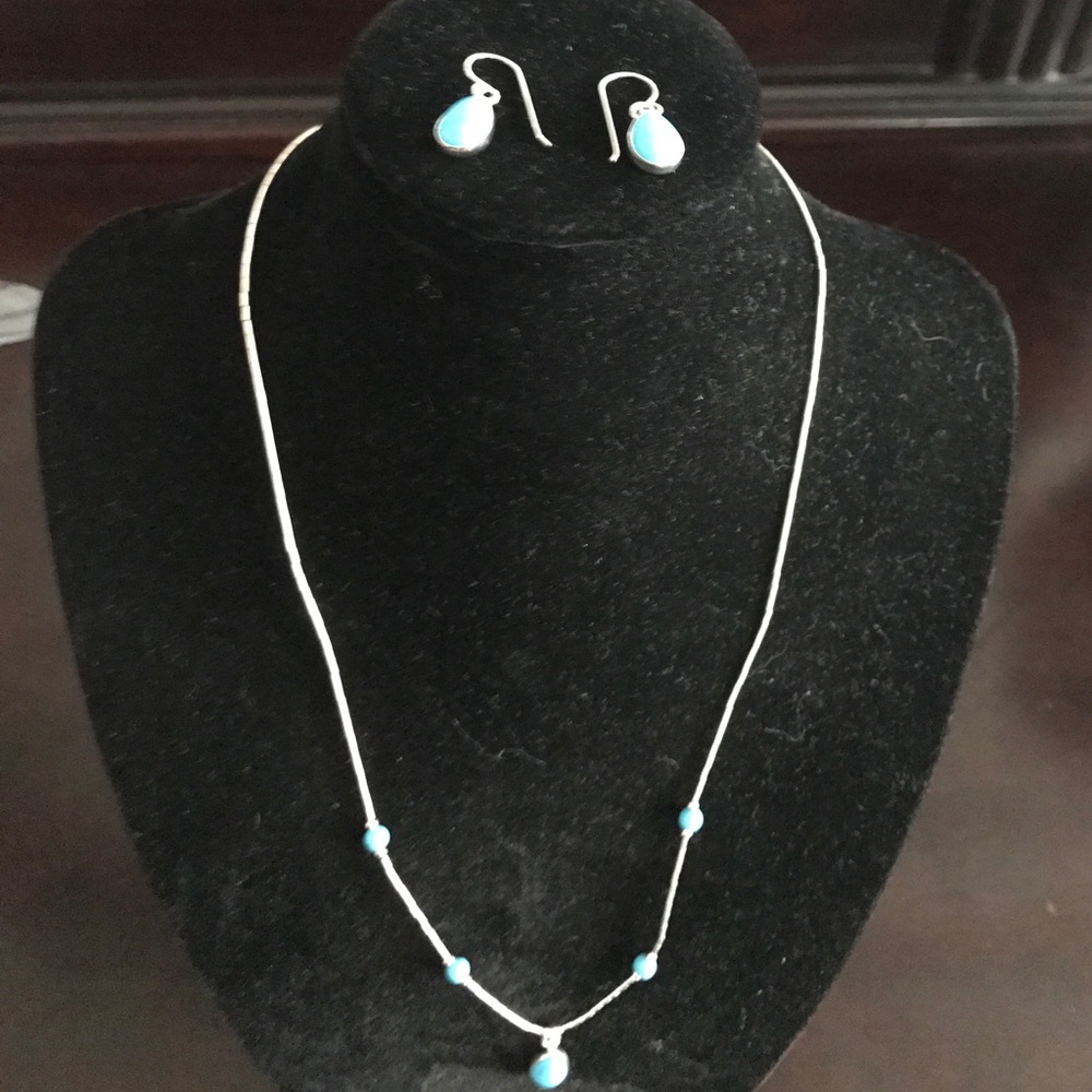 Sterling silver /turquoise necklace & earring set