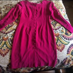 Vintage 100% silk fuscia dress