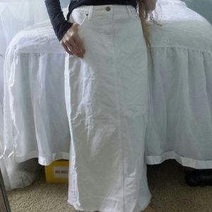 WHITE jean maxi skirt