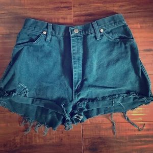 High waisted Teal Wrangler shorts