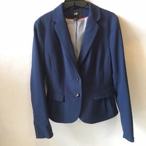 H&M Blue Blazer with Pleat Details