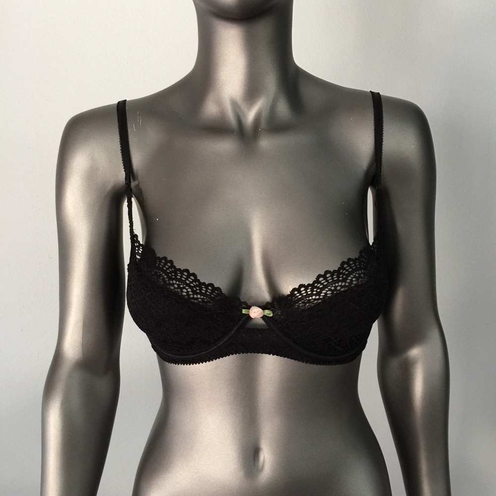 FREE PEOPLE Tres Jolie Lace Underwire Bra Black