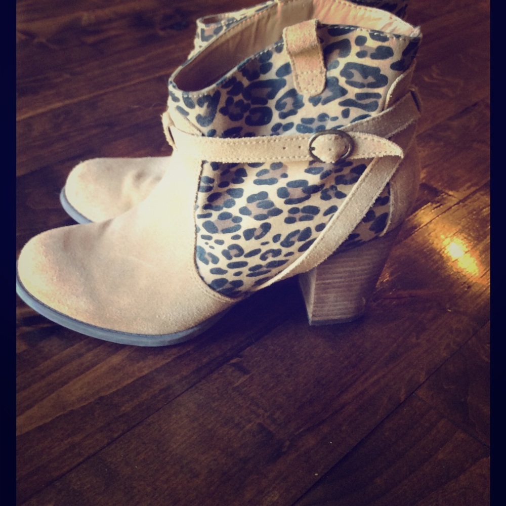 AE Leopard and Faux Suede Booties