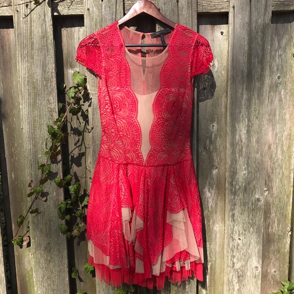 BCBG Max Azria Pink Lace Party Dress - Picture 1 of 8