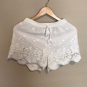 White crochet shorts