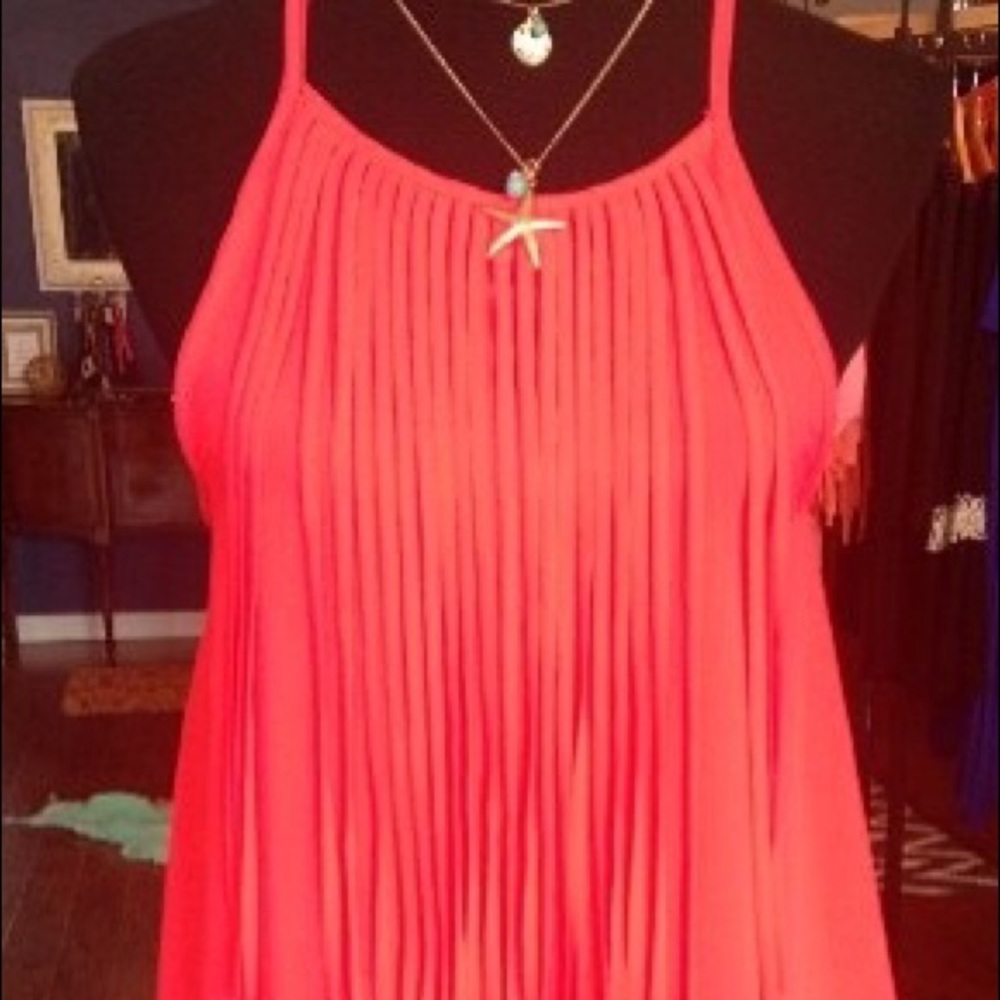 Shrimp colored fringe dress