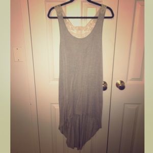 Grey high-low dress with lace back