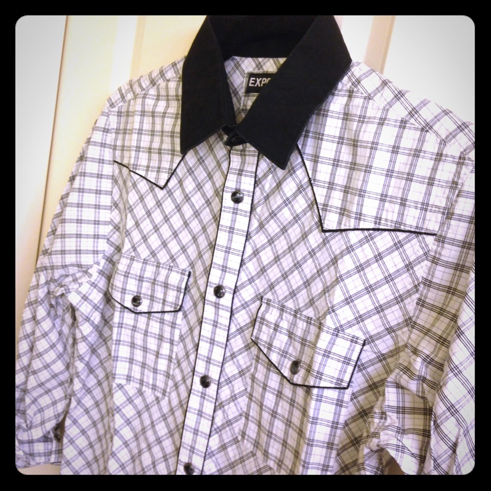 EXPRESS plaid fitted shirt