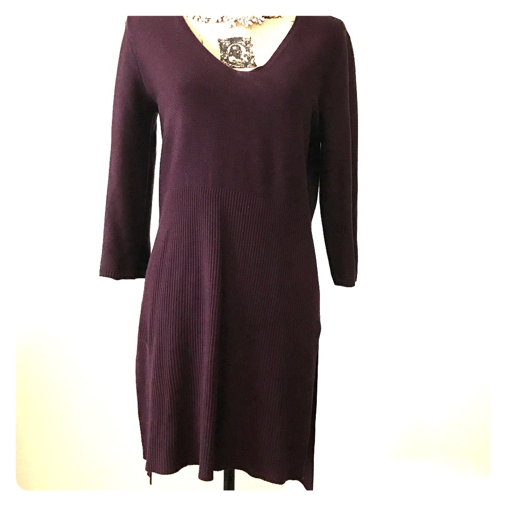 New York & Company LongSleeve Purple Sweater Slits