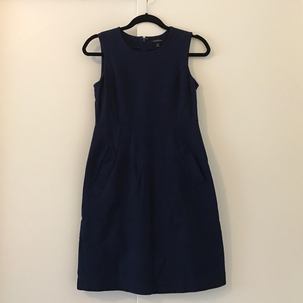 Lands' End Navy A-line Dress