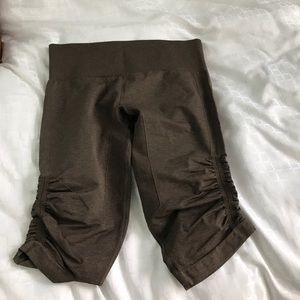 Brown Lululemon crop pants.