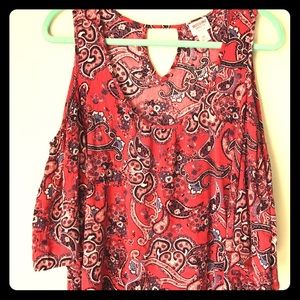 Bandana Print Cold Shoulder Cut-Out Top