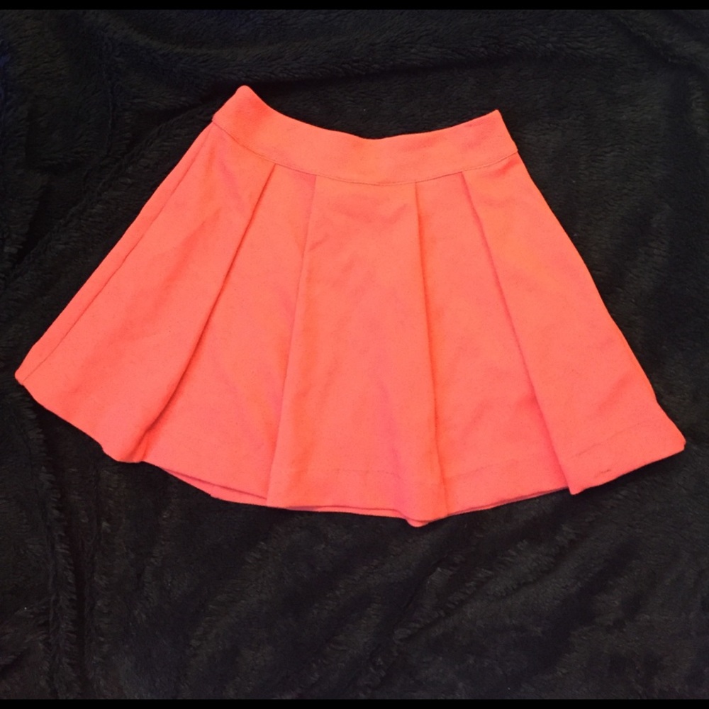 Coral Pleated Skirt