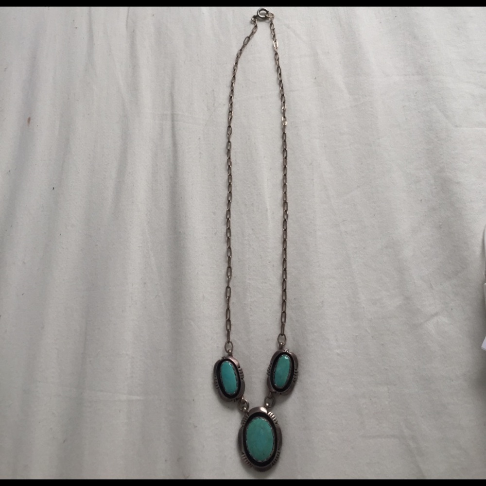 Turquoise and sterling silver necklace. Munez?