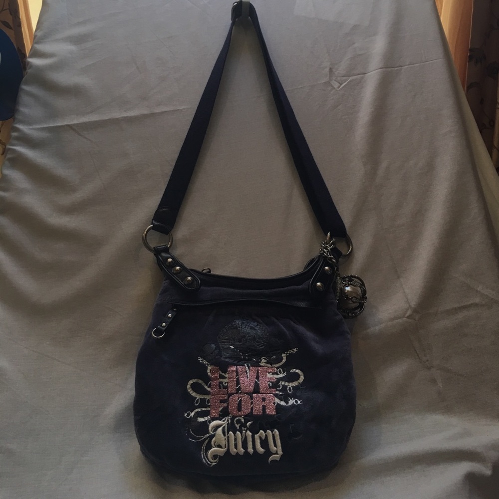 Juicy couture blue velour shoulder bag