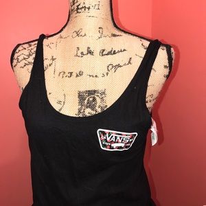 Vans black tank w/ floral design