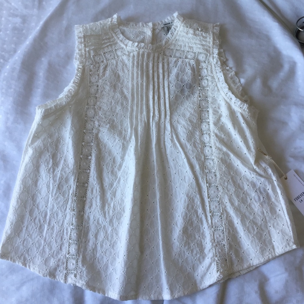 White lacy forever 21 top
