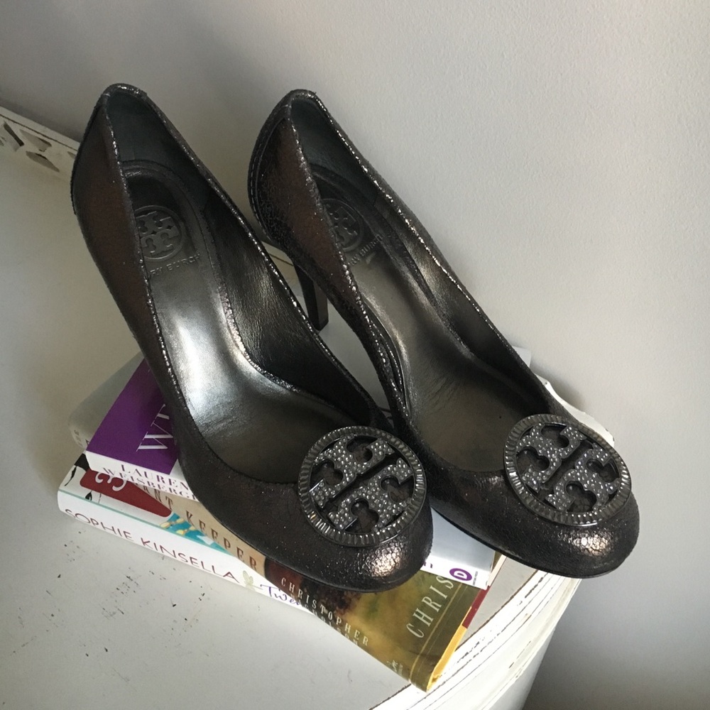 Tory Burch Gunmetal and Rhinestone Heels - Picture 2 of 8