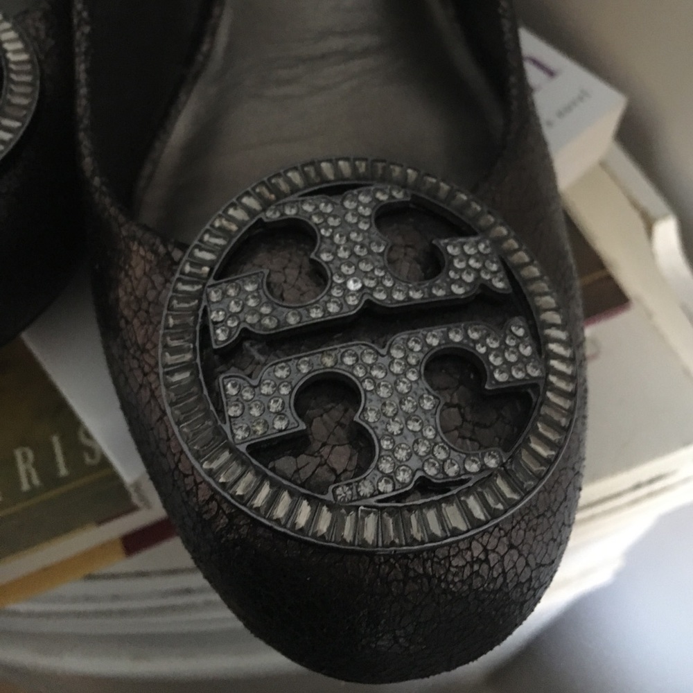 Tory Burch Gunmetal and Rhinestone Heels - Picture 3 of 8