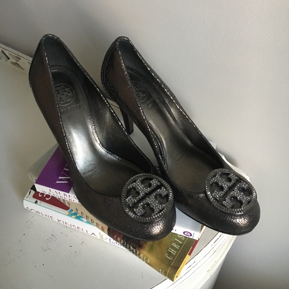 Tory Burch Gunmetal and Rhinestone Heels - Picture 2 of 8