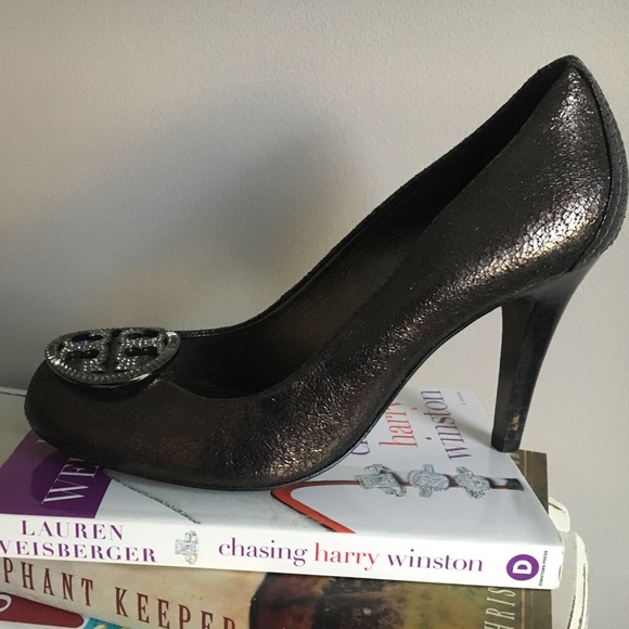 Tory Burch Gunmetal and Rhinestone Heels - Picture 6 of 8