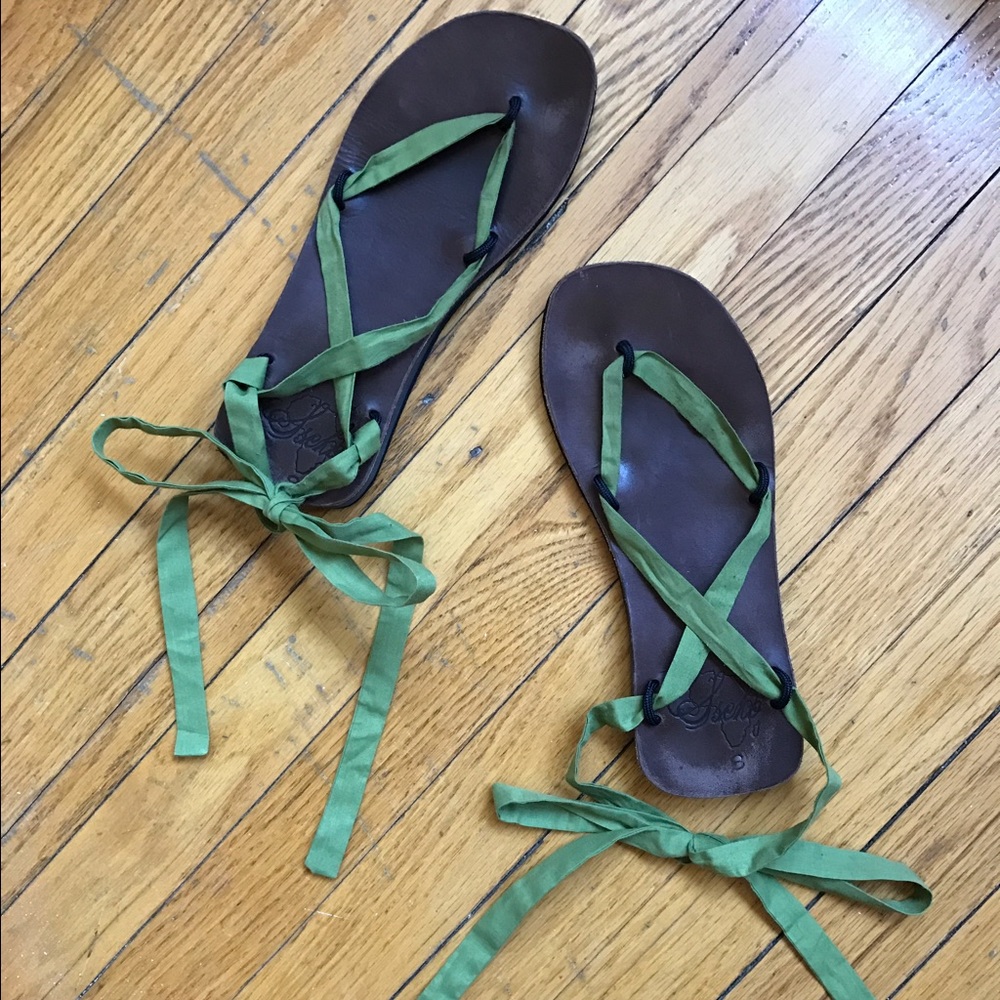 Sseko Brown Leather Ribbon Sandals