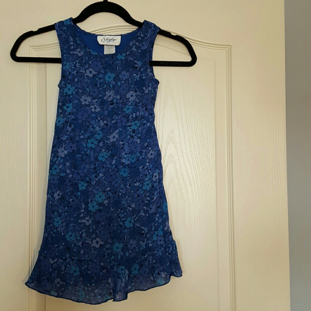 Blue and Purple Floral Dress - Girls Size 6