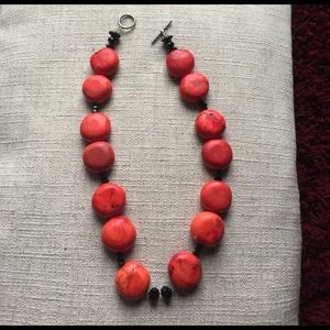 Handmade Red and Black Bead Necklace