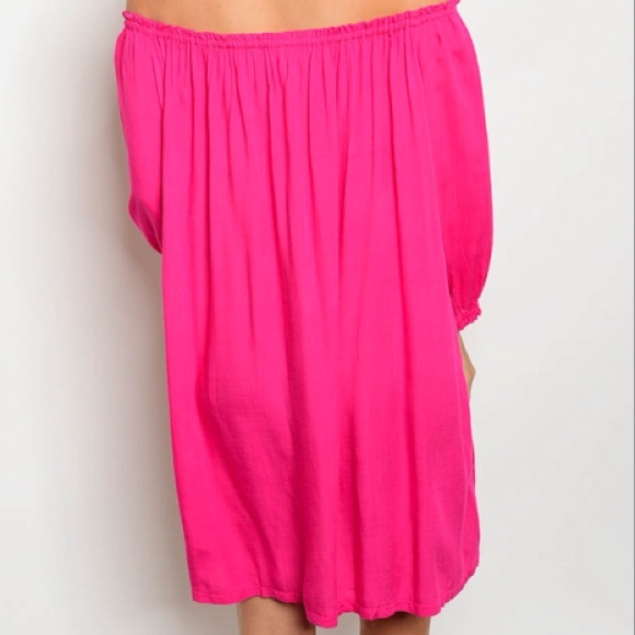 🔴1 SMALL LEFT🔴Pink Off Shoulder Dress - Picture 4 of 5