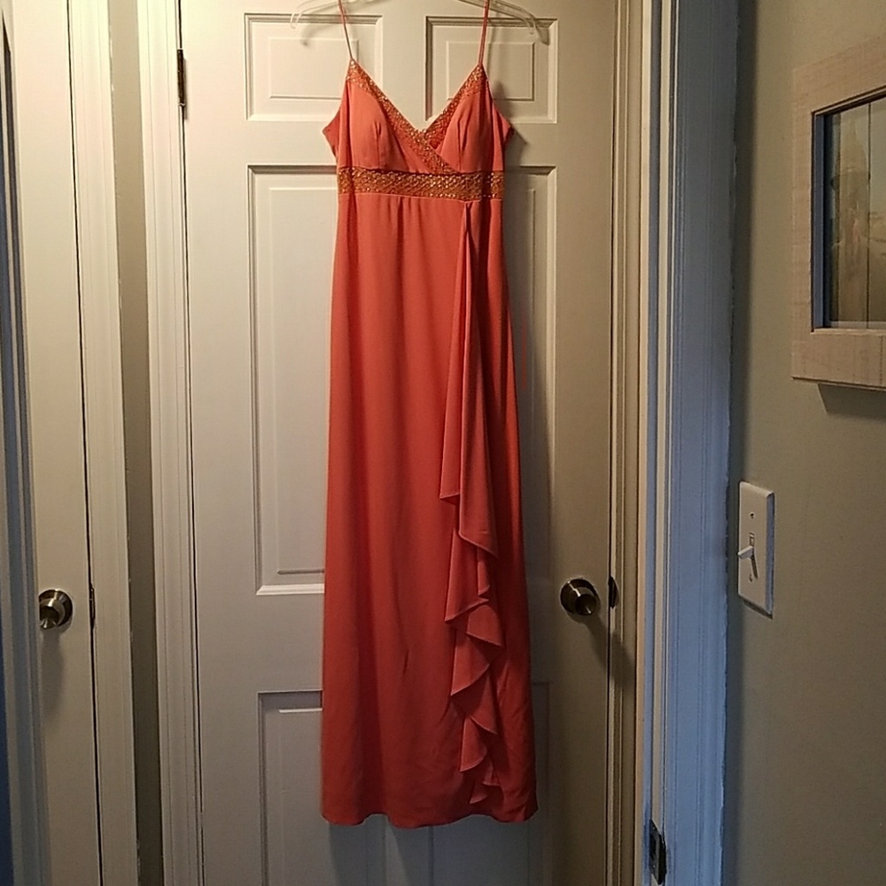 Long, salmon dress