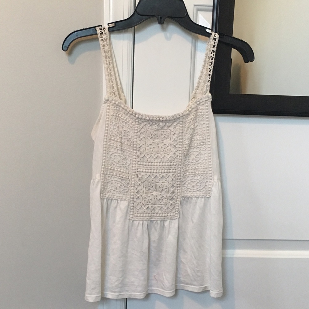 cream crochet tank