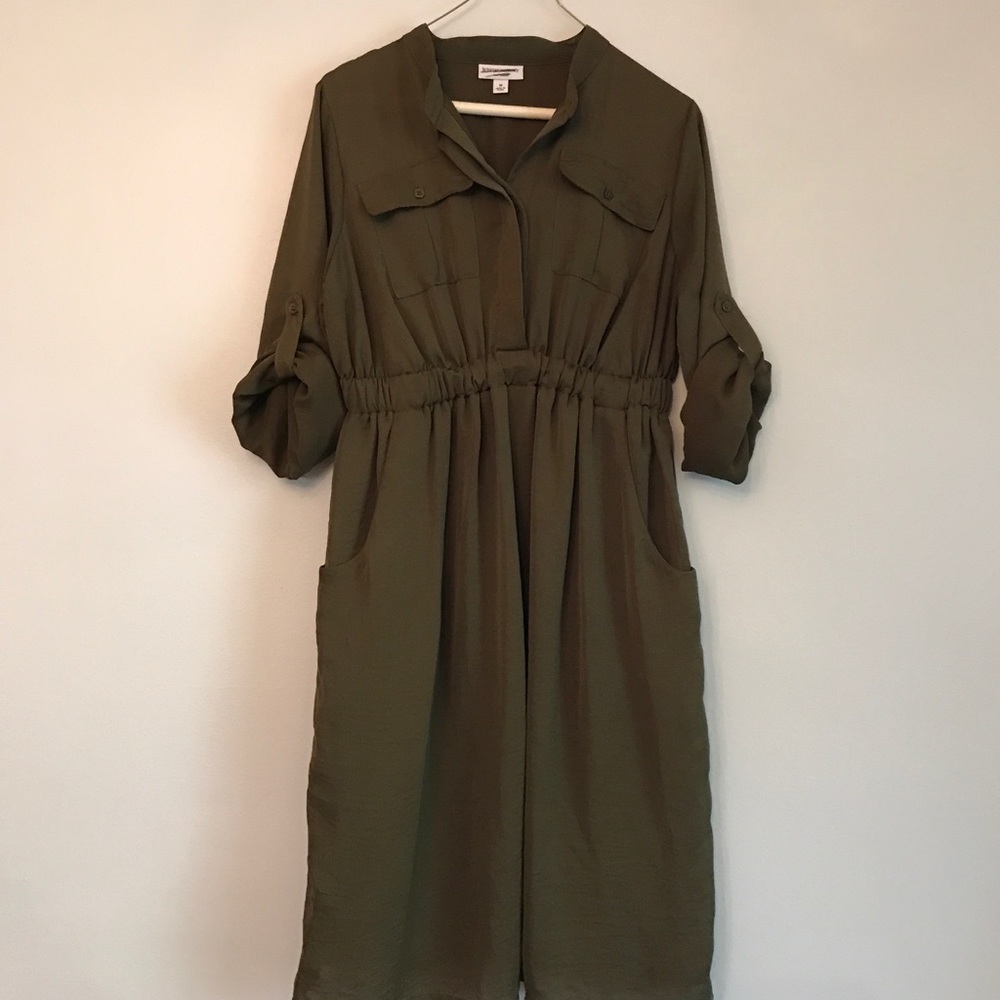 Army Green Safari Maternity Dress