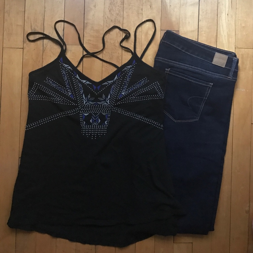 Express Black Embellished Tank Top