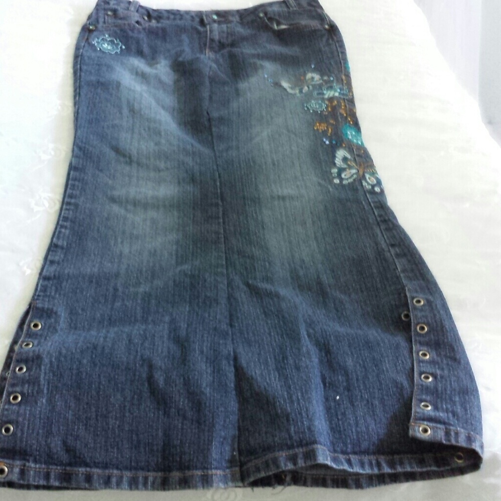 Designer Pants made into a jean skirt