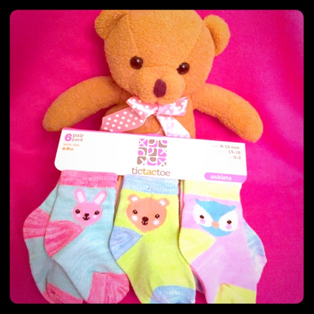 TicTacToe Baby Animal Socks, 6PK