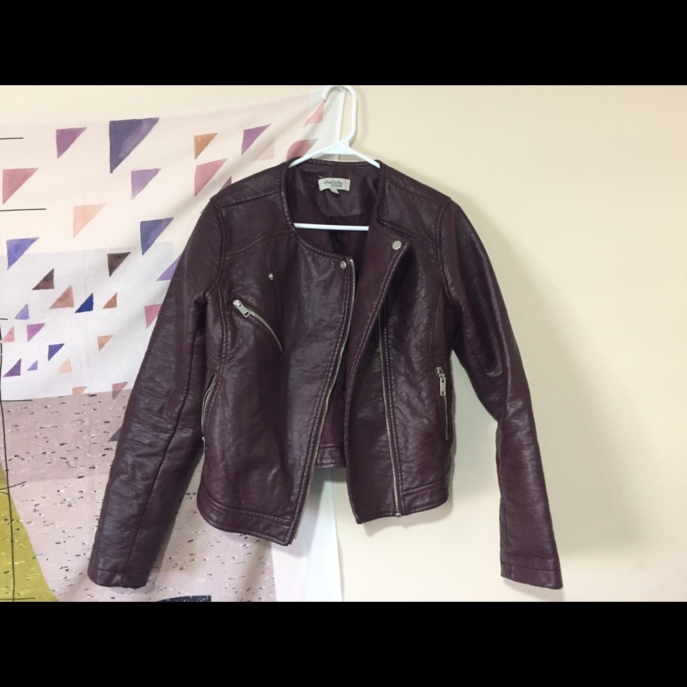 Charlotte Russe burgundy faux leather jacket