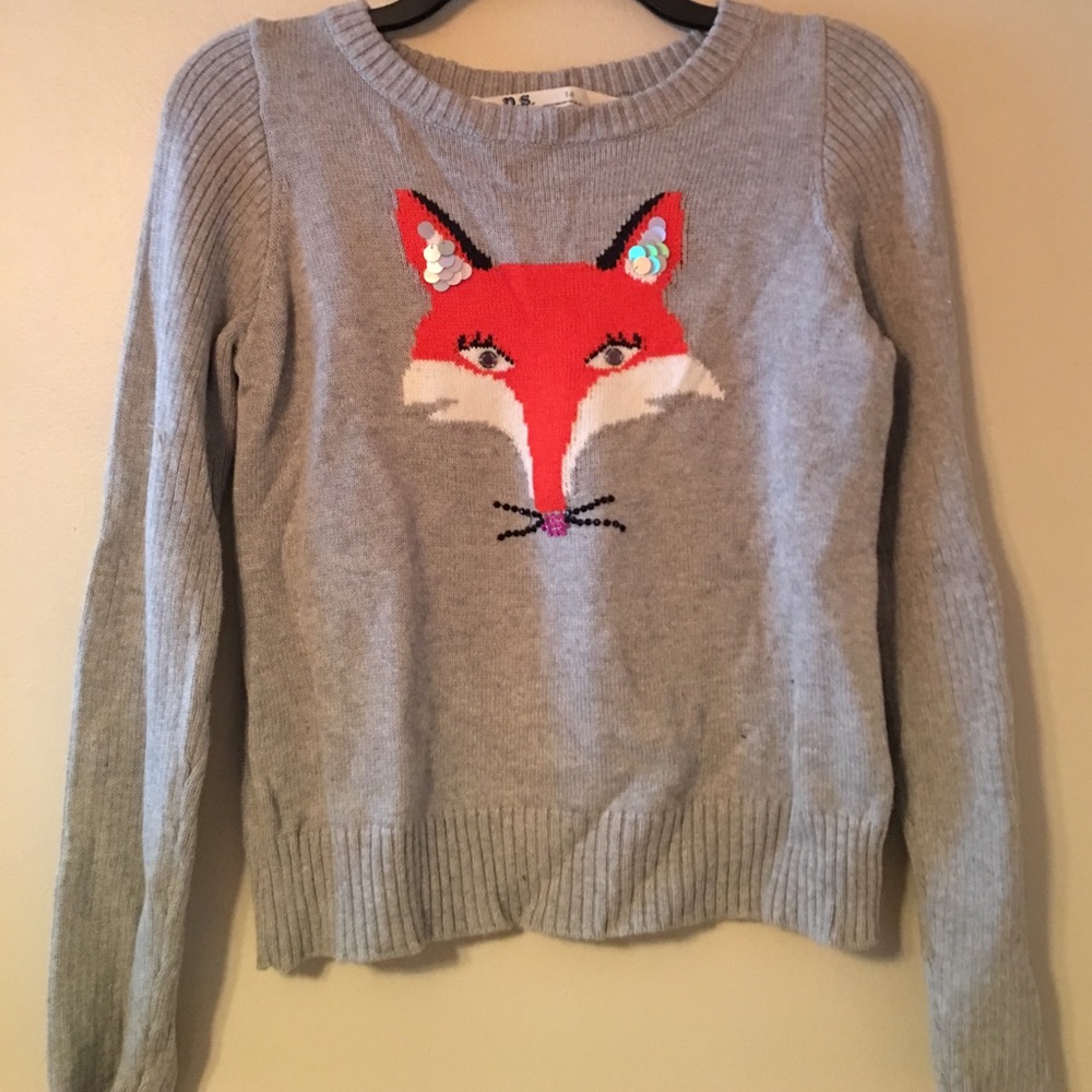 Grey sweater with cute fox