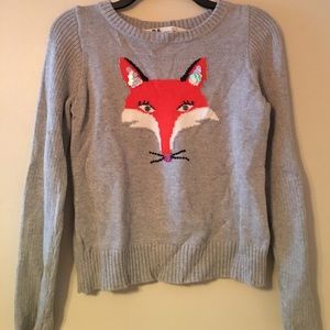 Grey sweater with cute fox