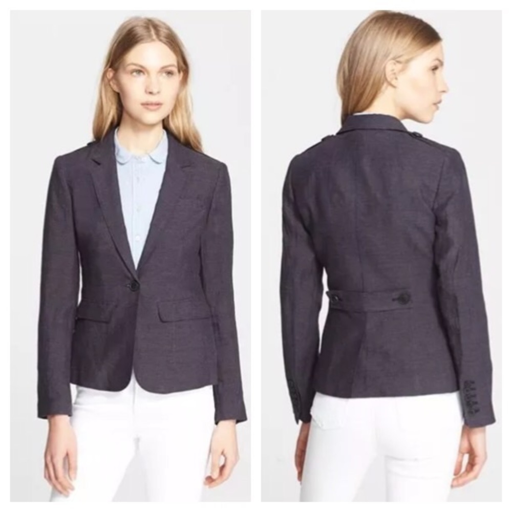 Burberry Brit Womens Bromworth Linen Blazer Size 2