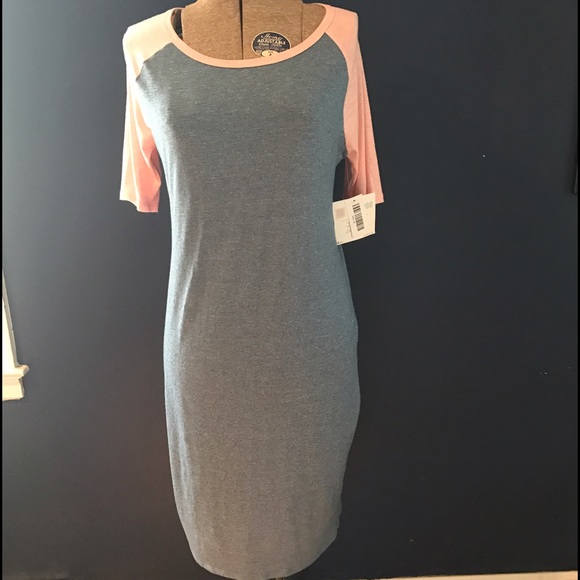 LuLaRoe Dresses & Skirts - Lularoe Julia Size M NWT Pink Gray Stretch Dress
