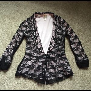 Black & Pink Peplum Blazer