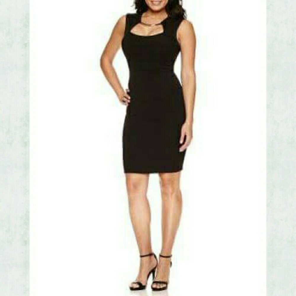 Gold Sheath Neckline Cocktail Dress