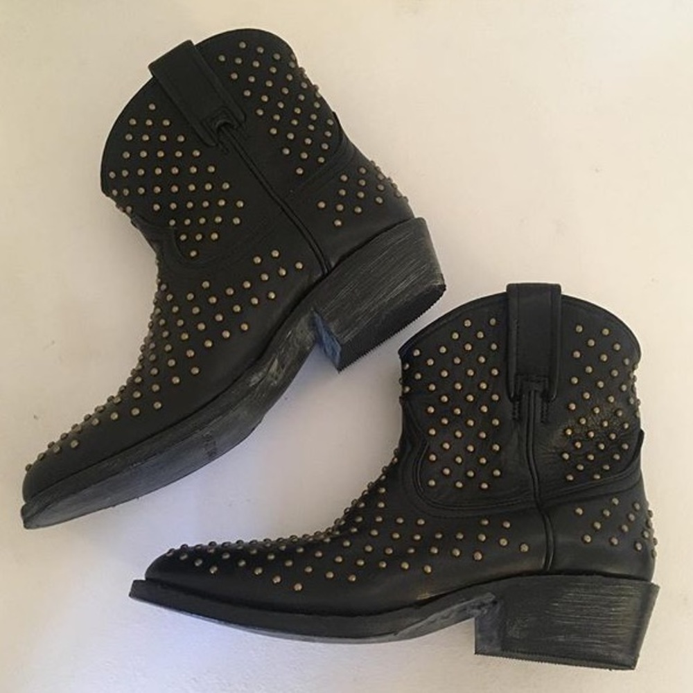 Matisse Black Leather Studded Booties
